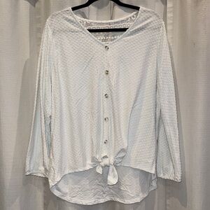New York Laundry White Long Sleeve Button Tie Front Shirt 2X